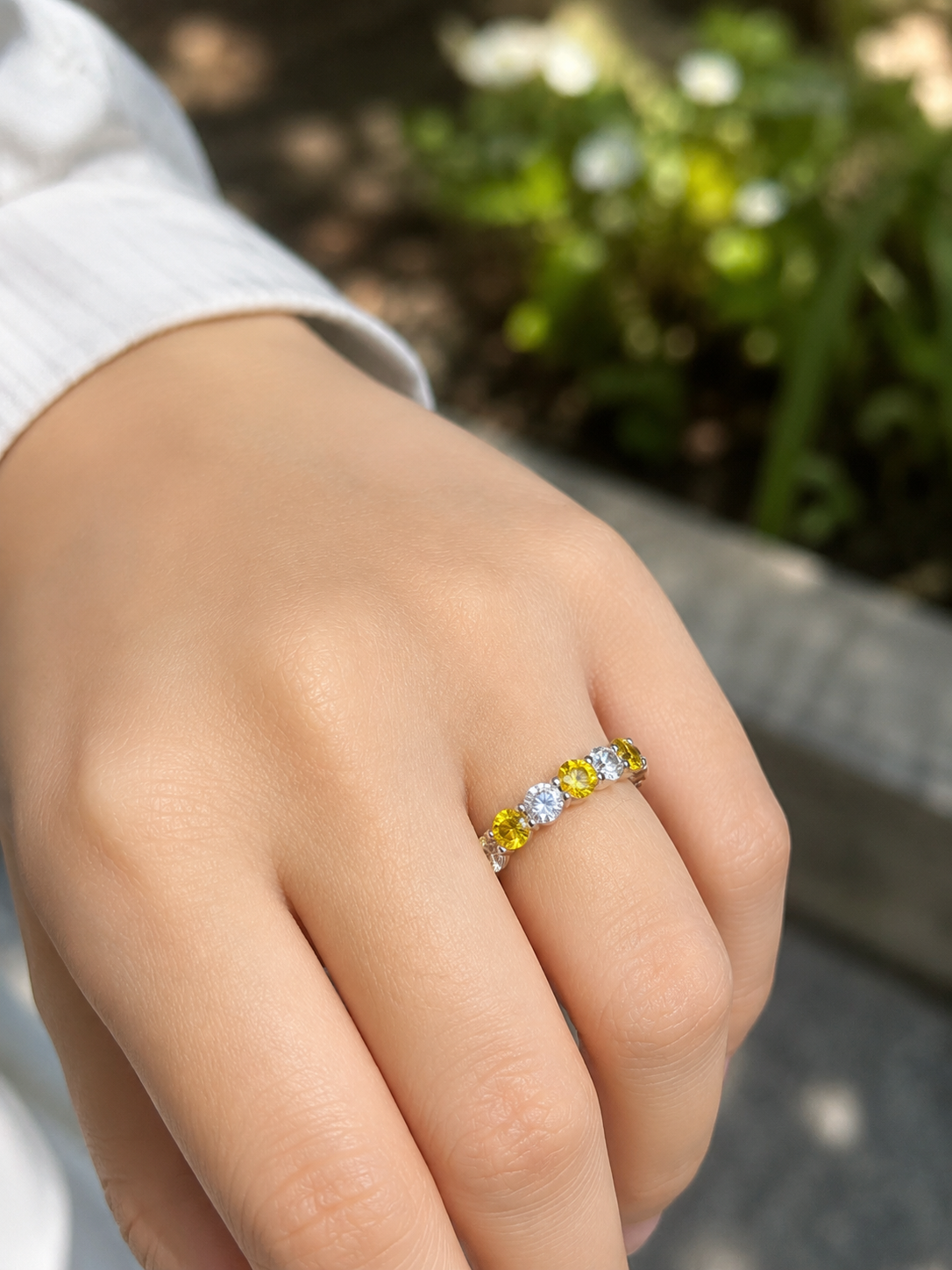 Round Yellow Sapphire with Diamond Eternity Band (ARJS4183)