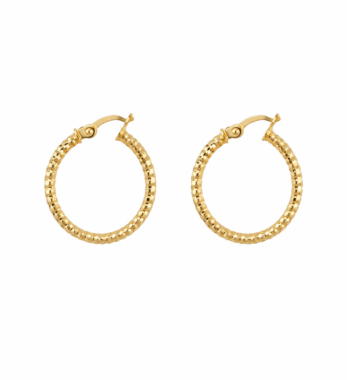 18K Gold Classic Diamond-Cut Gold Hoop Earrings (GJEW62)