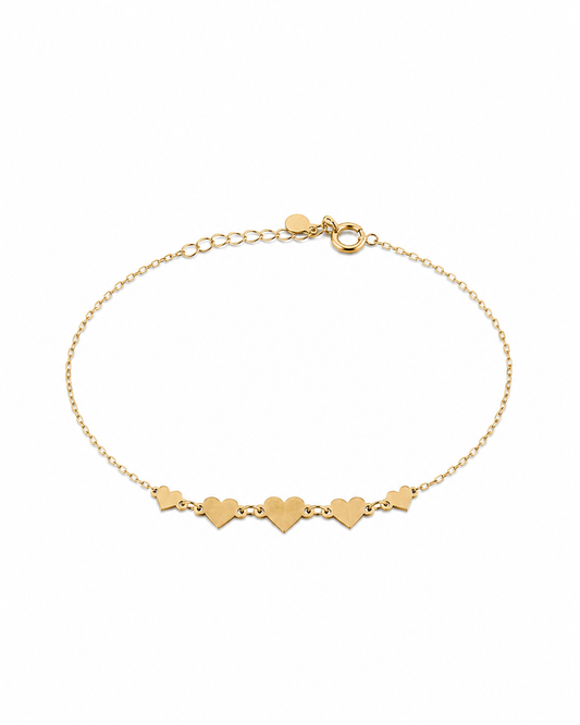 18K Gold Minimalist Gold Heart Chain Bracelet (GJEW136)