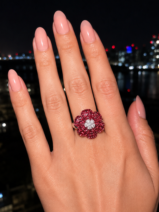 Flower Ruby with Diamond Ring (ARJS3646)