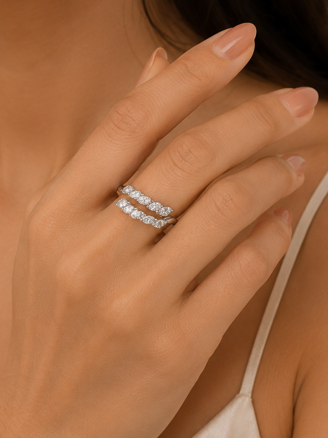 2 LINE Marquise Open Style Twisted Diamond Ring (ARJS3352)