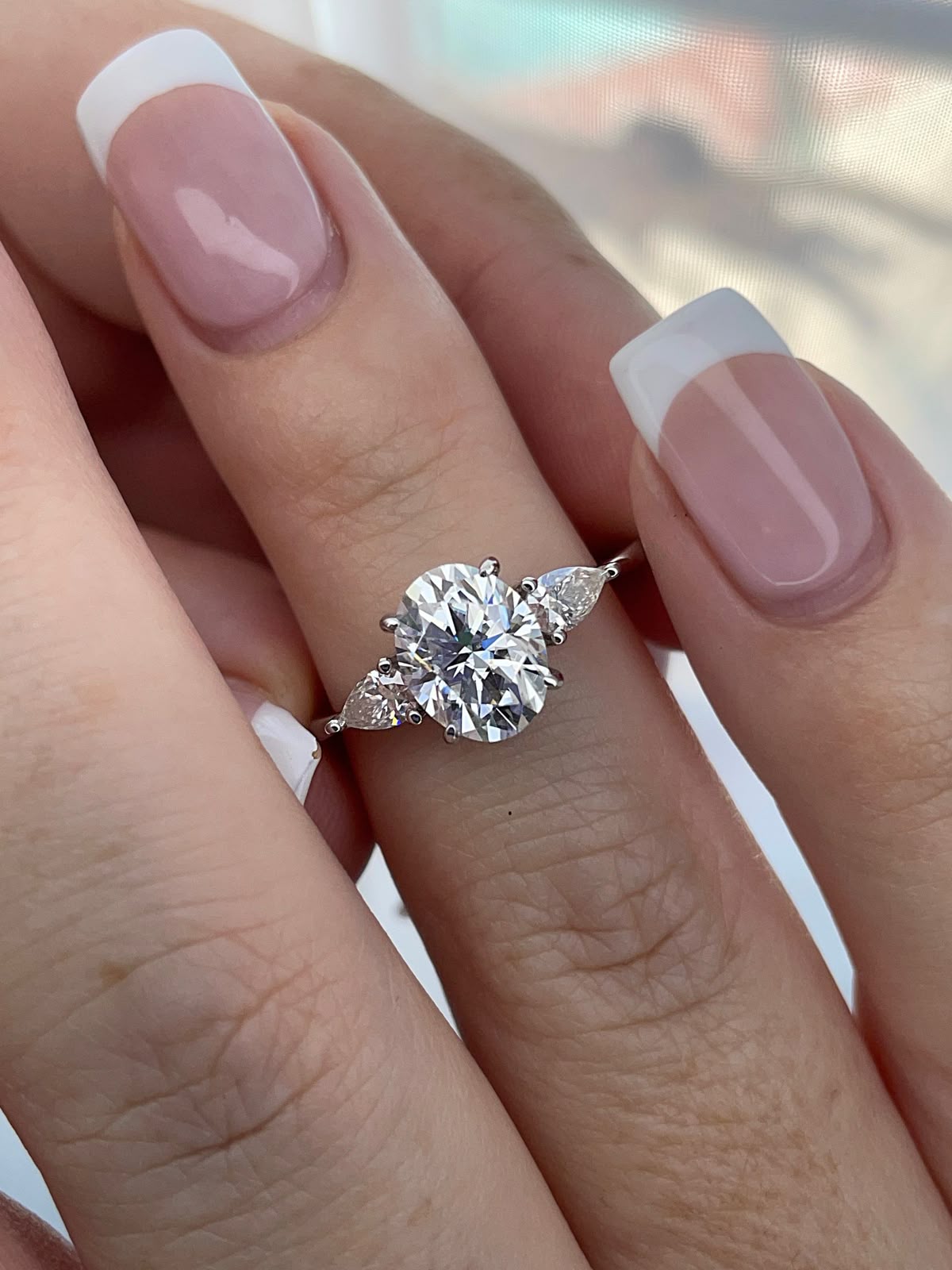 2 Carat Oval With Side Pear Ring (ARJS4375)