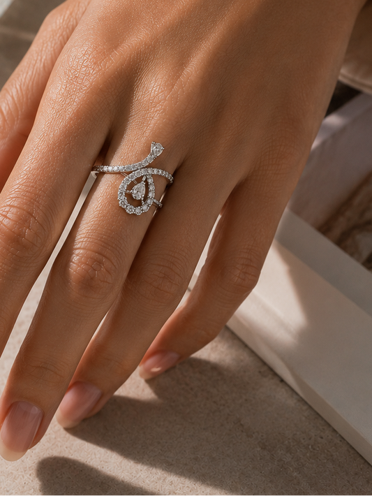 Pear Open Type Diamond Ring (BRD1238)