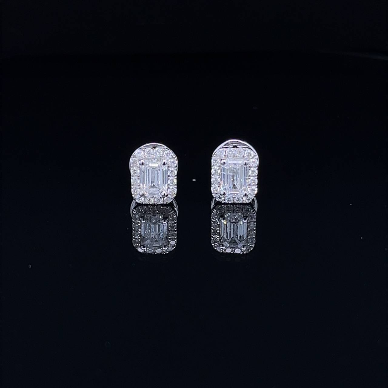 Half Carat Each Emerald Diamond Studs (ARJS2261)