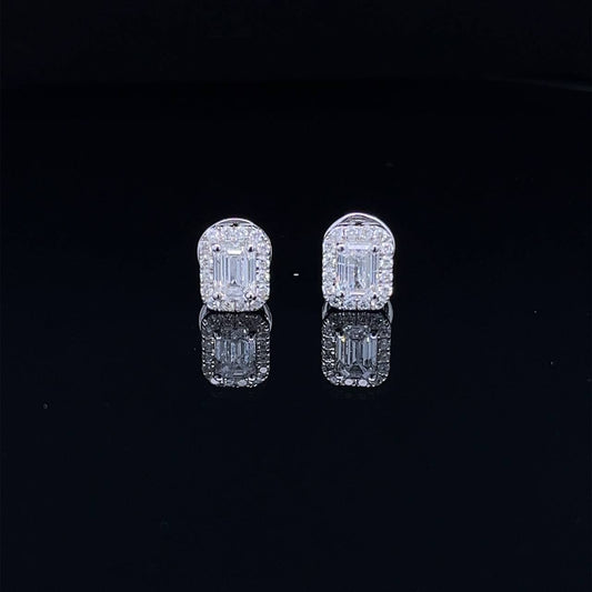 Half Carat Each Emerald Diamond Studs (ARJS2261)