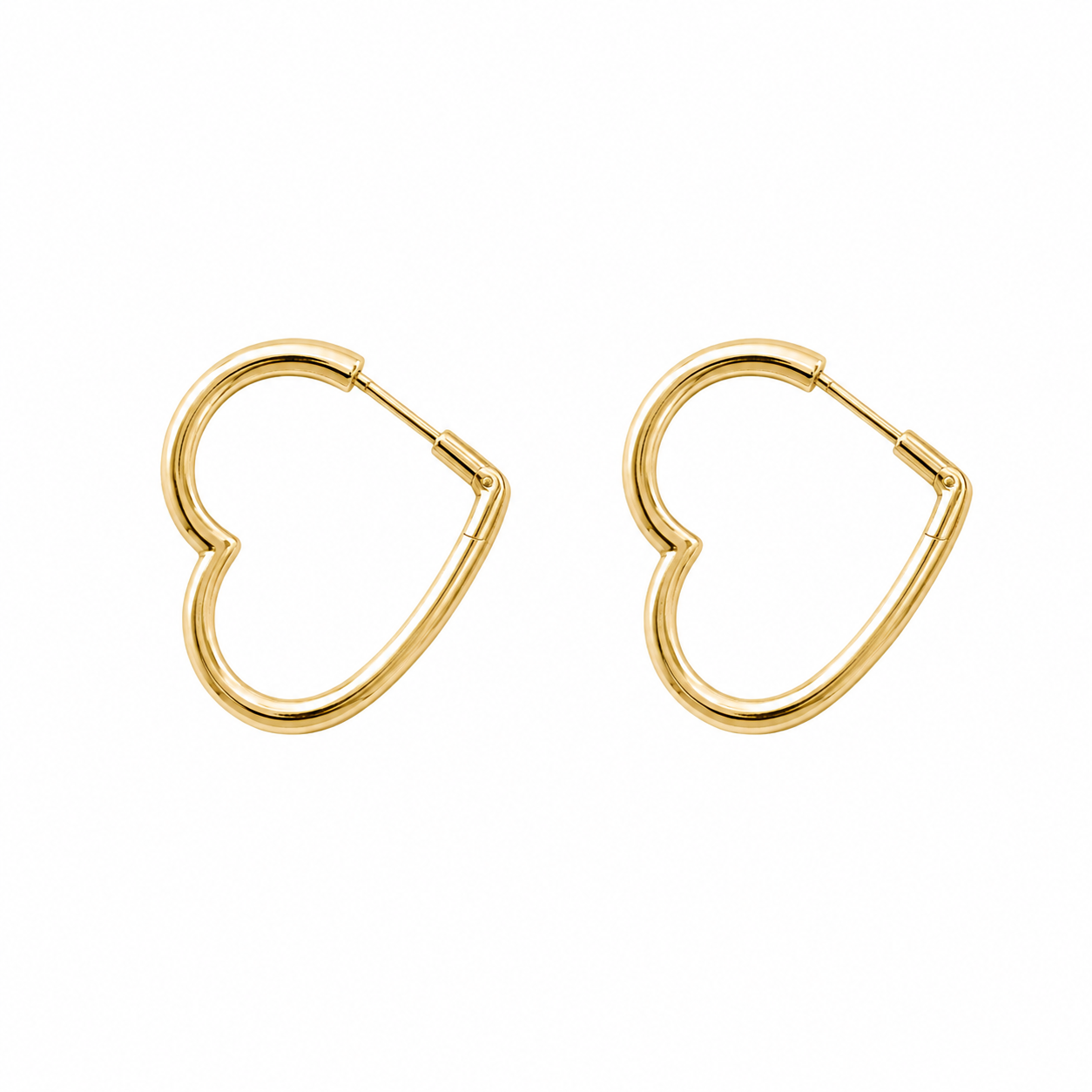 18k Gold Heart-Shaped Hinged Hoop Earrings (GJEW315-317)