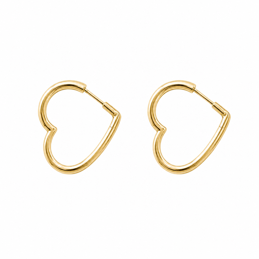 18k Gold Heart-Shaped Hinged Hoop Earrings (GJEW315-317)