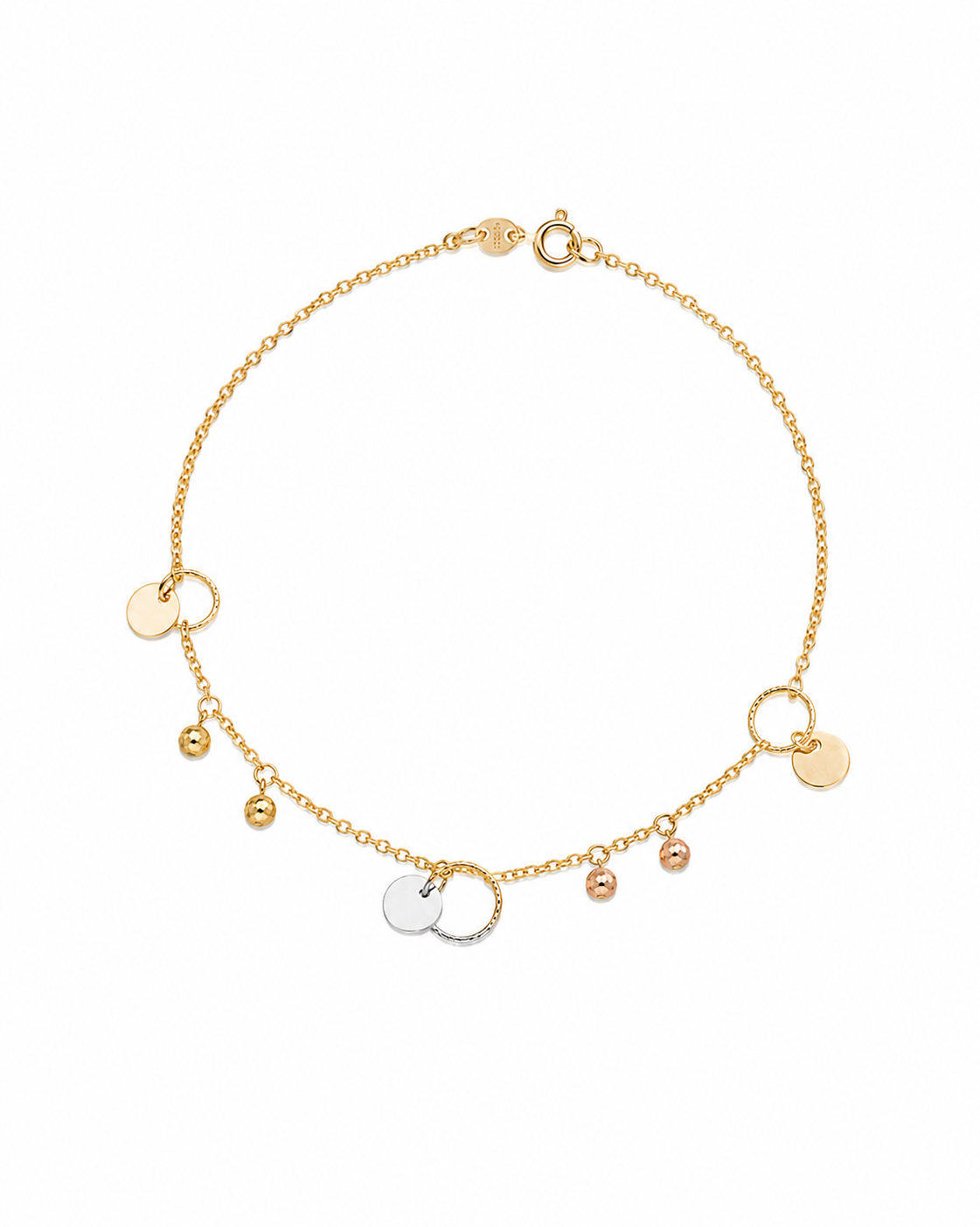 18k Gold Tri-color Charm Bracelet (GJEW154)