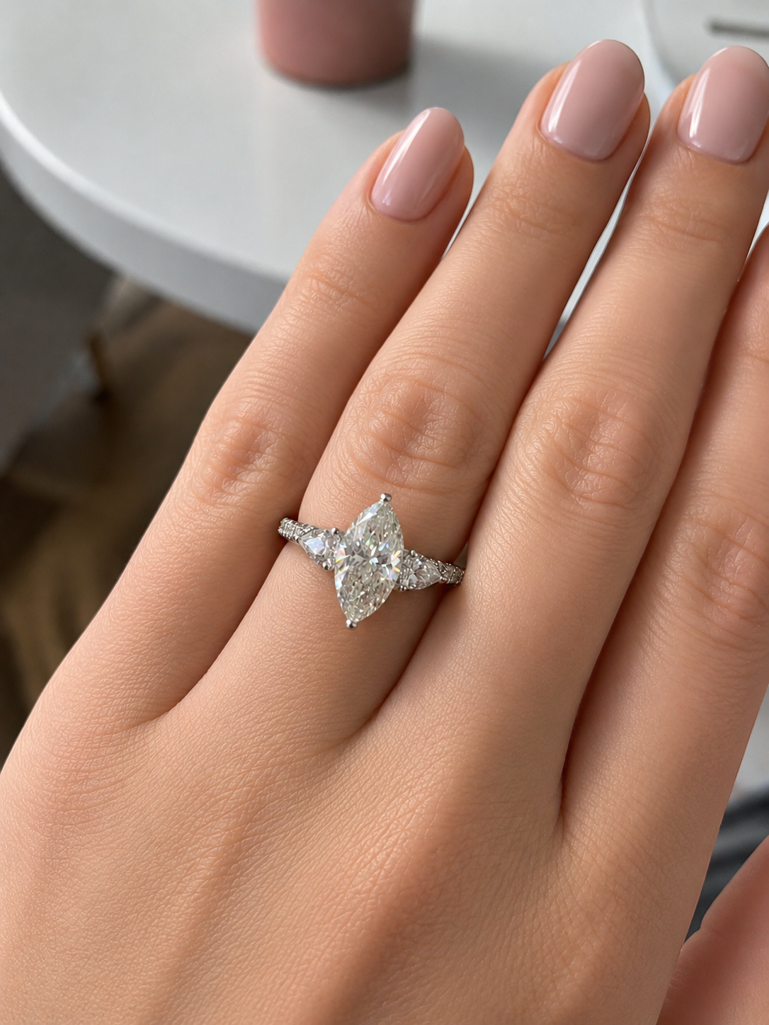 2 Carat Marquise Triology Paved Diamond Ring (ARJS4124)
