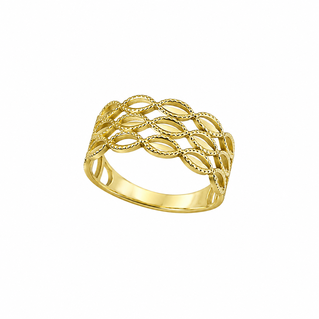 18k Gold Leaf Pattern Statement Ring (GJEW256)