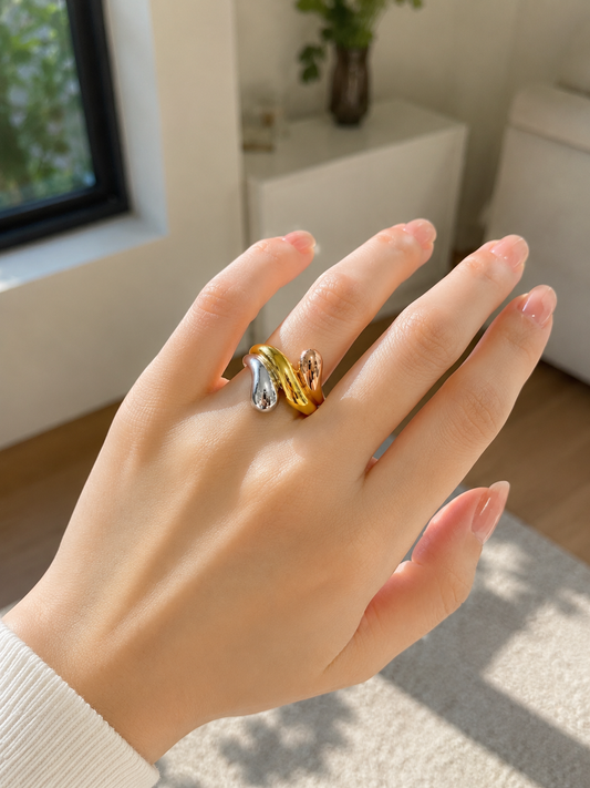 18k Gold Modern Trinity Wrap Ring (GJEW37)