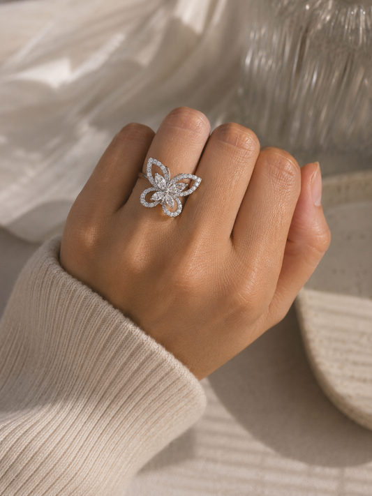 Butterfly Cluster Diamond Ring (ARJS2338)
