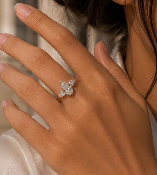 1CT Pear Trilogy Rose Gold Ring (ARJS2523)