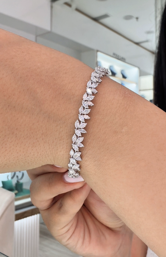 Leaves Design Marquise Diamond Bracelet (ARJS4045)