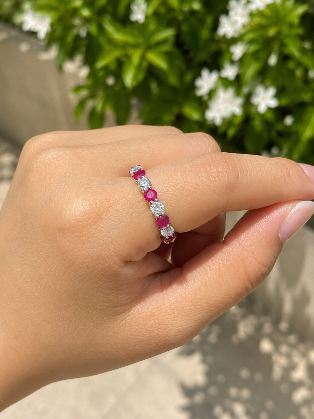 Round Sapphire and Diamond Eternity Band (ARJS4182)