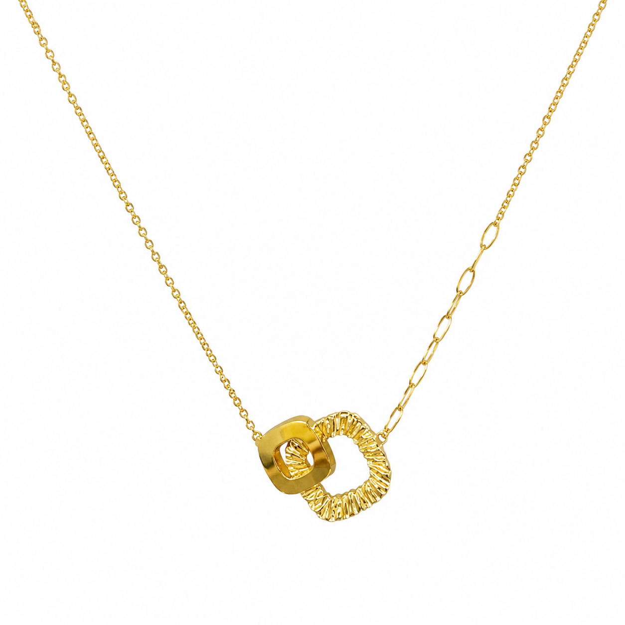 18K Gold Interlocking Pendant Necklace (GJEW343)