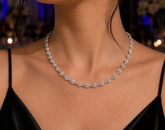 2 Line Marquise Diamond Necklace (ARJS4032)