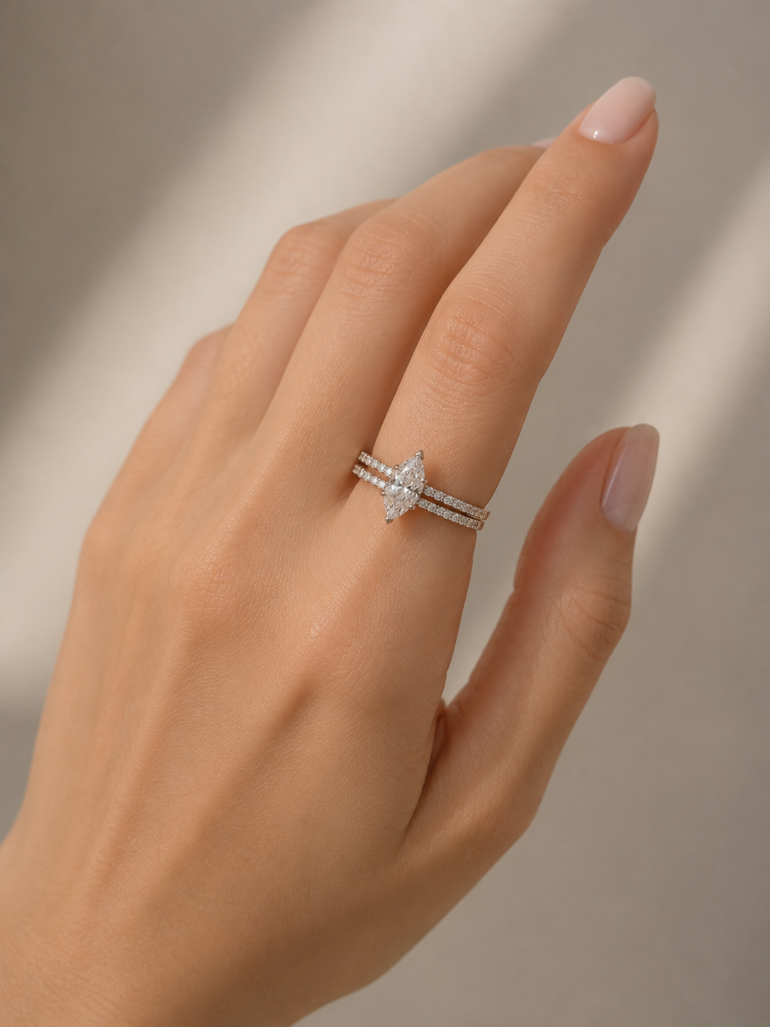 Marquise Twin Band Diamond Ring (ARJS2648)