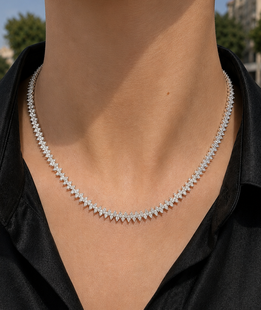 Marquise Zigzag Diamond Necklace (ARJS3784)