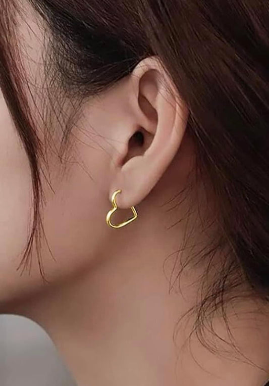 18k Gold Heart-Shaped Hinged Hoop Earrings (GJEW315-317)