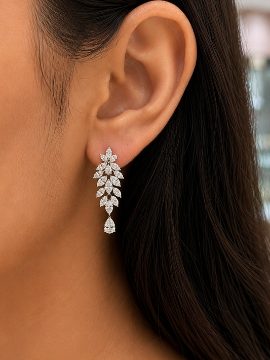 PEAR & MARQUISE DIAMOND EARRING (ARJS3444)
