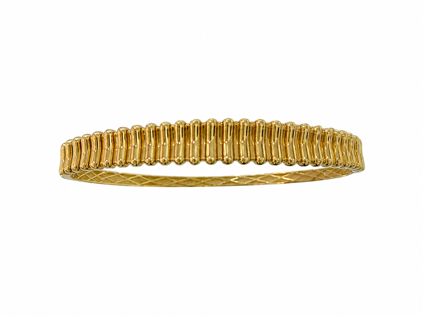 18k Gold Luxury Bangle Bracelet with Ribbed Detailing (GJEW125)