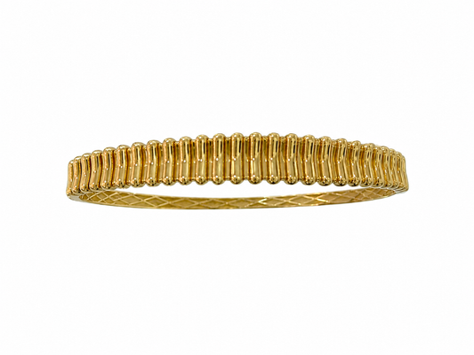 18k Gold Luxury Bangle Bracelet with Ribbed Detailing (GJEW125)