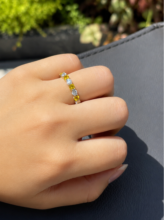 Round Yellow Sapphire and Diamond Eternity Band (ARJS4180)