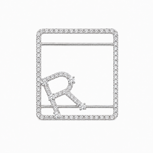 F Letter Diamond Whoop Case in White Gold (ARJS4165)