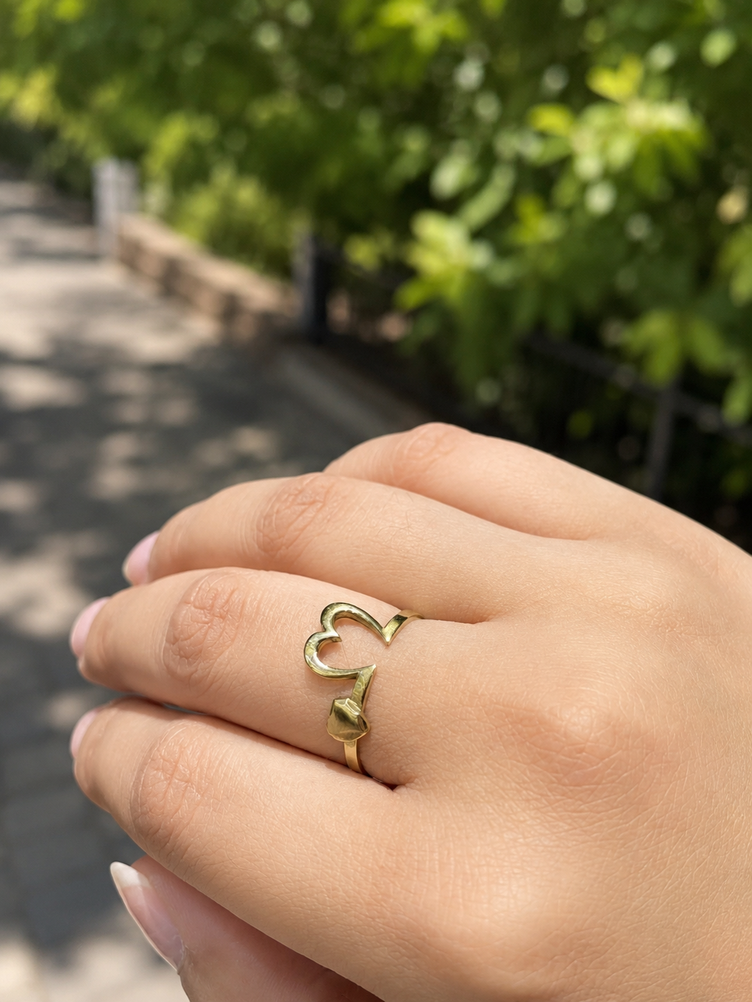 18K Yellow Gold Open Heart Ring (GJEW24)