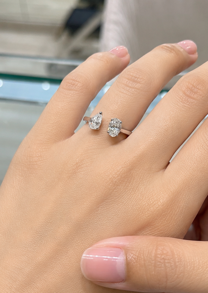 Oval and Pear Bypass Diamond Ring (ARJS4092)