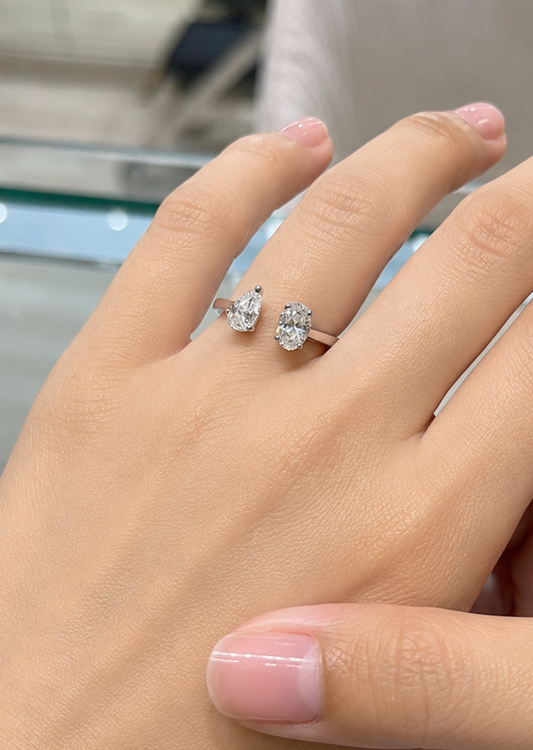 Oval and Pear Bypass Diamond Ring (ARJS4092)