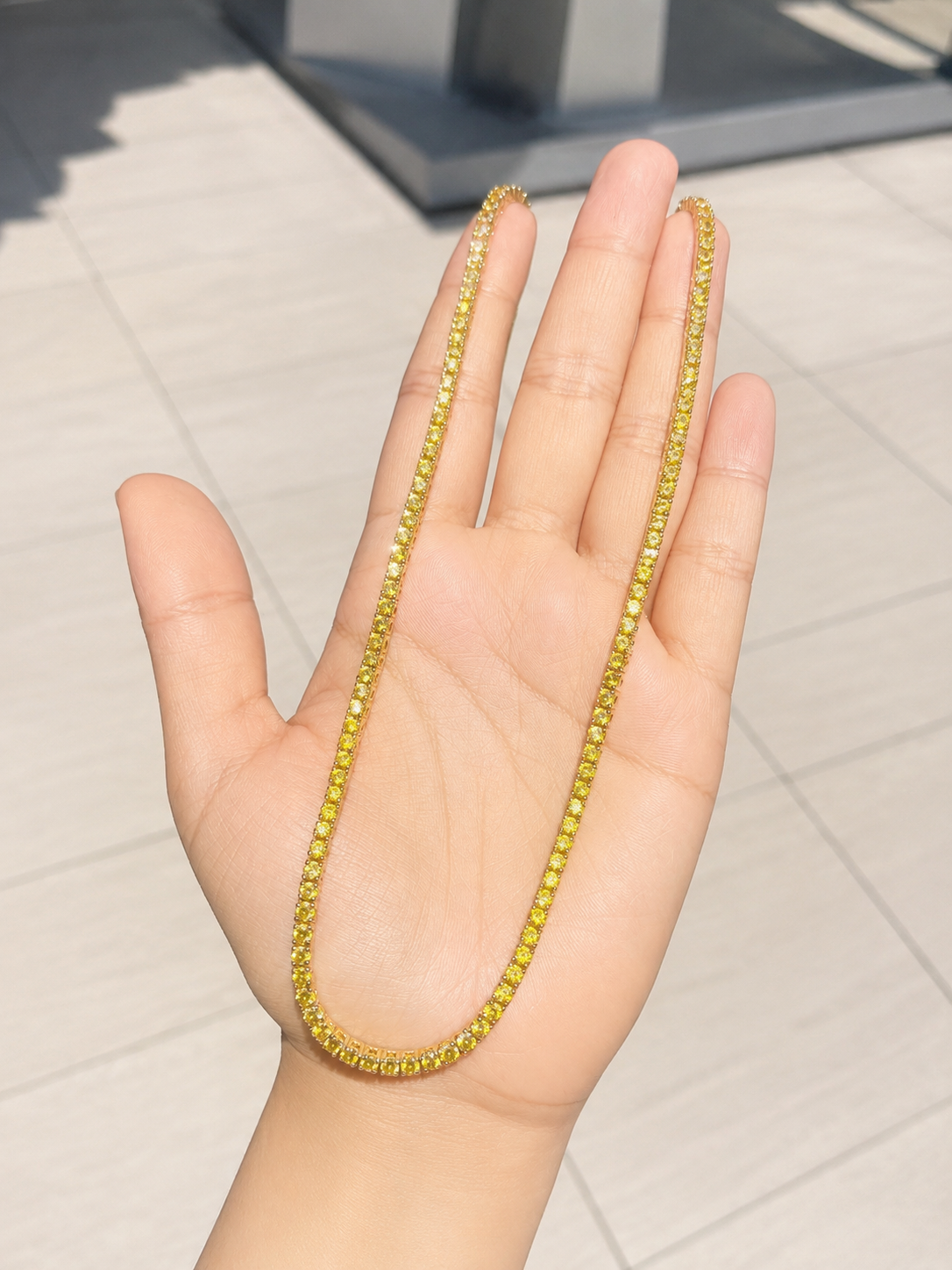 Yellow Sapphire Full Tennis Necklace (ARJS4141)