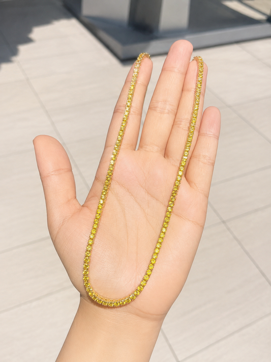 Yellow Sapphire Full Tennis Necklace (ARJS4141)