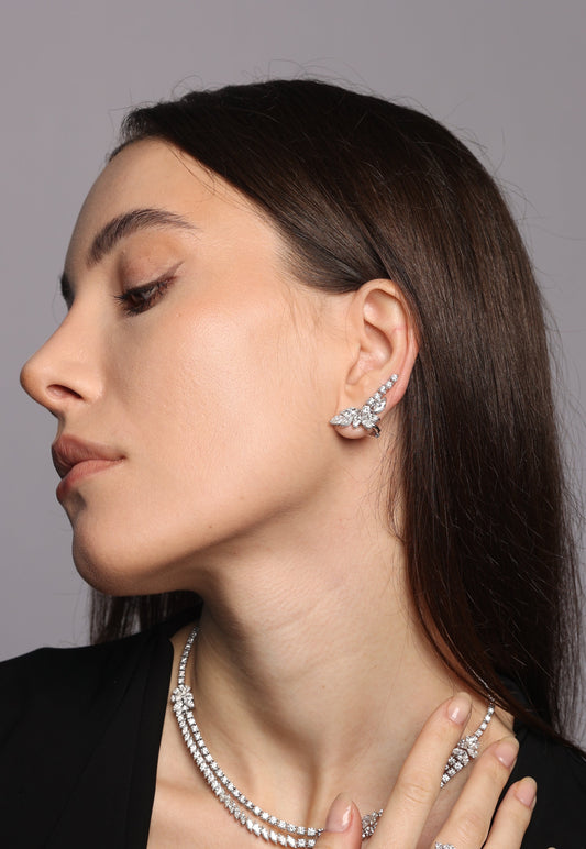 Mix Shape Climber Diamond Earrings (ARJS3152)