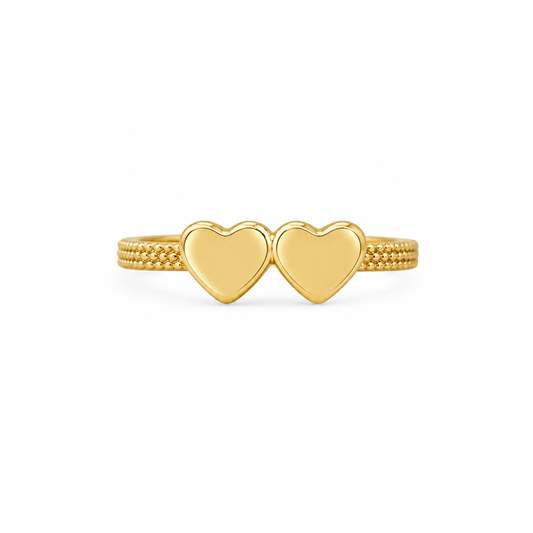 18k Double Heart Gold Minimal Ring (GJEW88)