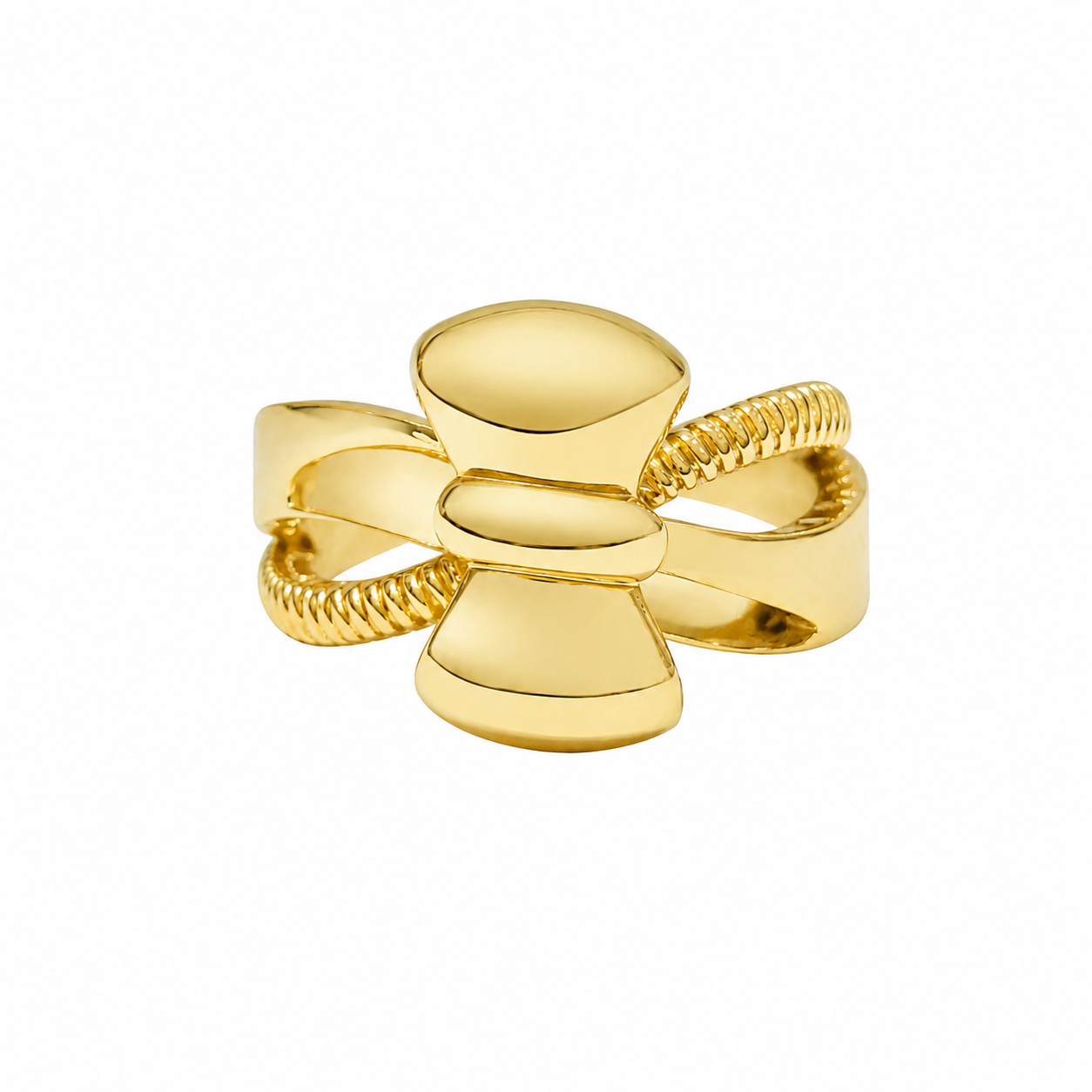 18K Gold Double Loop Bow Ring (GJEW271)