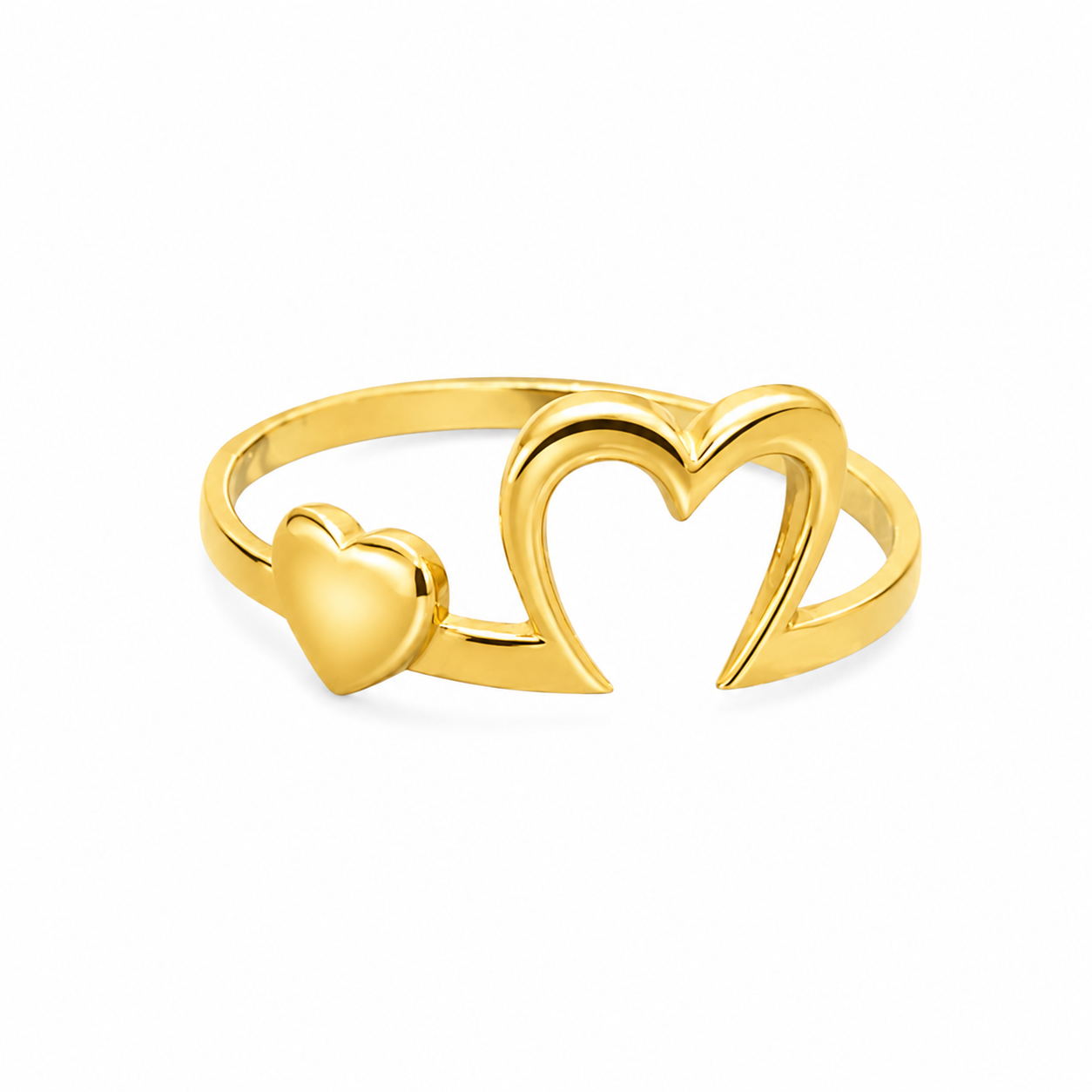 18K Yellow Gold Open Heart Ring (GJEW24)