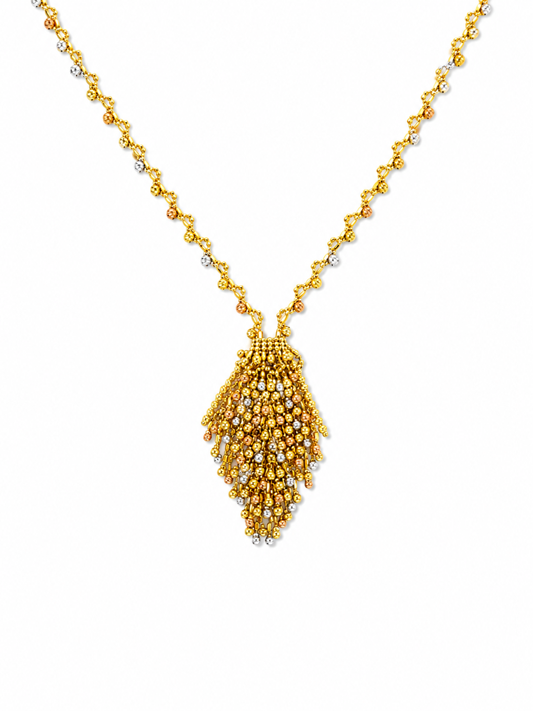 18k Gold Tri-color Tassel Necklace (GJEW334)