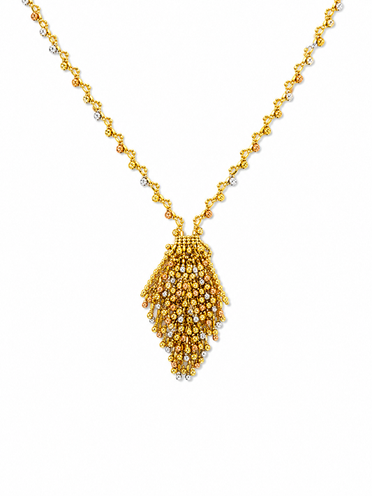 18k Gold Tri-color Tassel Necklace (GJEW334)