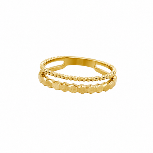 18K Gold Honeycomb Band Ring (GJEW92)