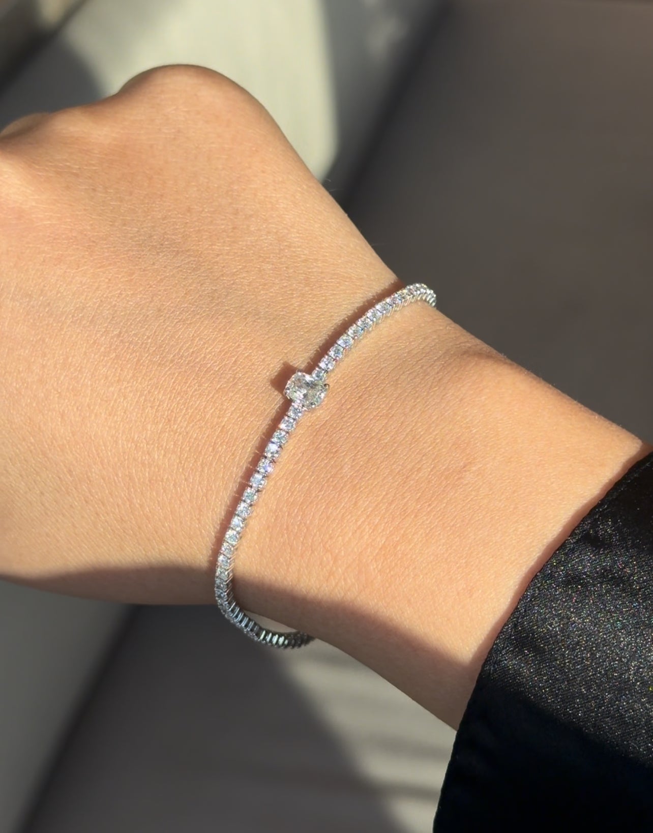 Tennis Bracelet with Cushion Centerstone (ARJS3989)