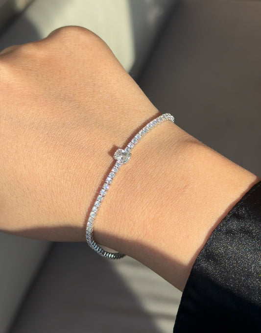 Tennis Bracelet with Cushion Centerstone (ARJS3989)