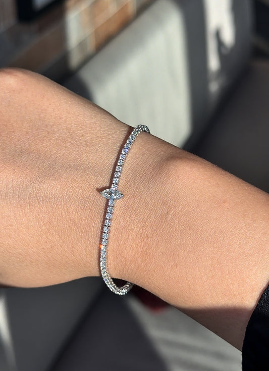 Tennis Bracelet with Marquise Centerstone (ARJS3987)