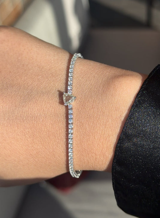 Tennis Bracelet with Triangle Centerstone (ARJS3988)