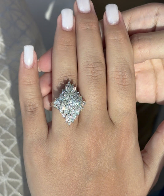 Mix Shape Flower Style Diamond Ring (ARJS3954)