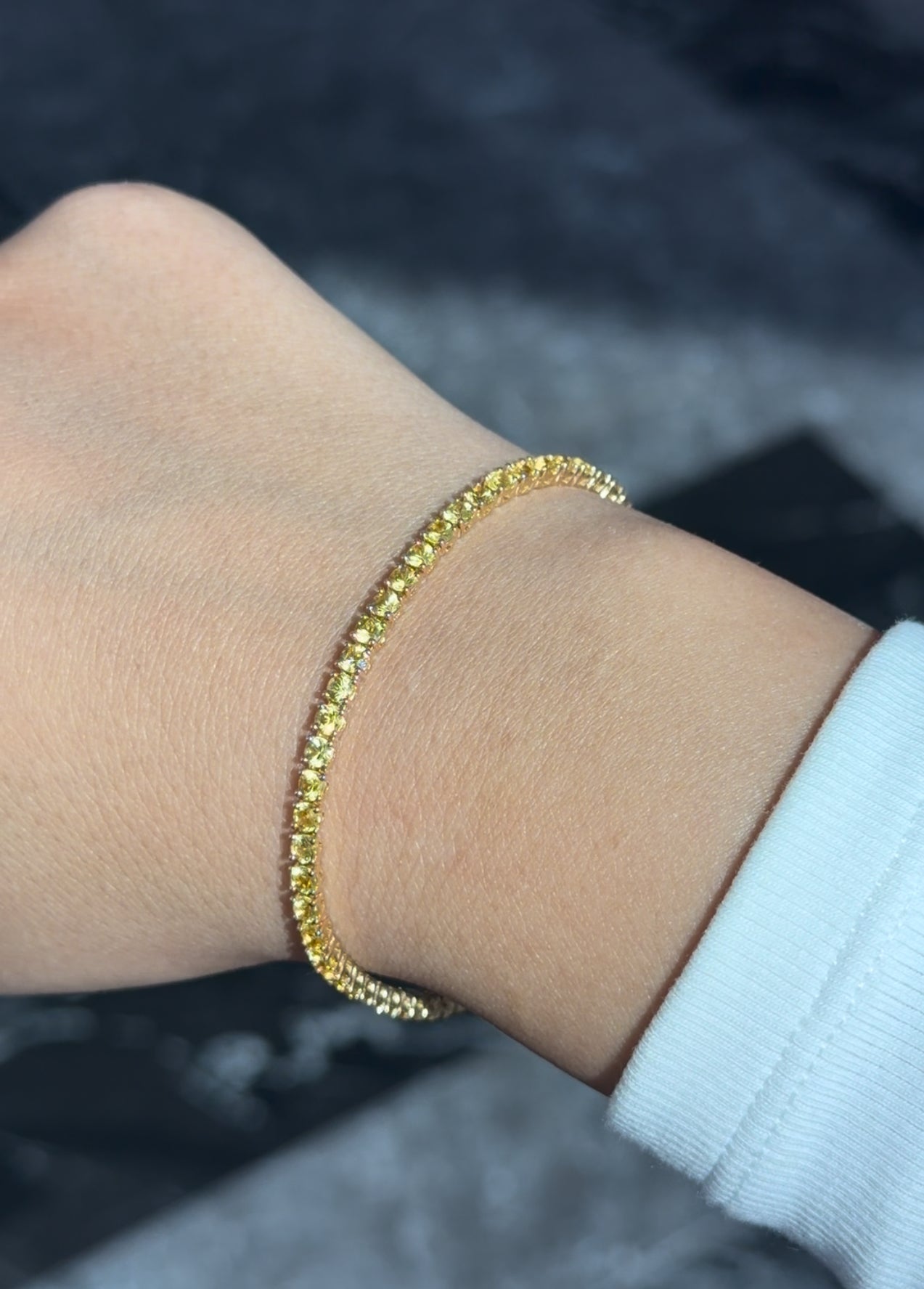 Yellow Sapphire Round Tennis Bracelet (ARJS4142)