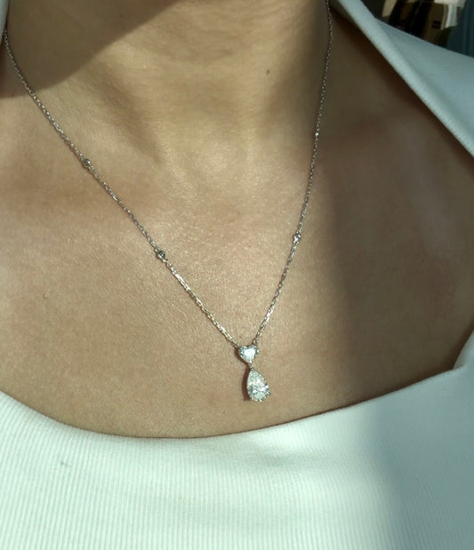 Classic Daily Wear Pear and Heart Diamond Pendant (ARJS4007)