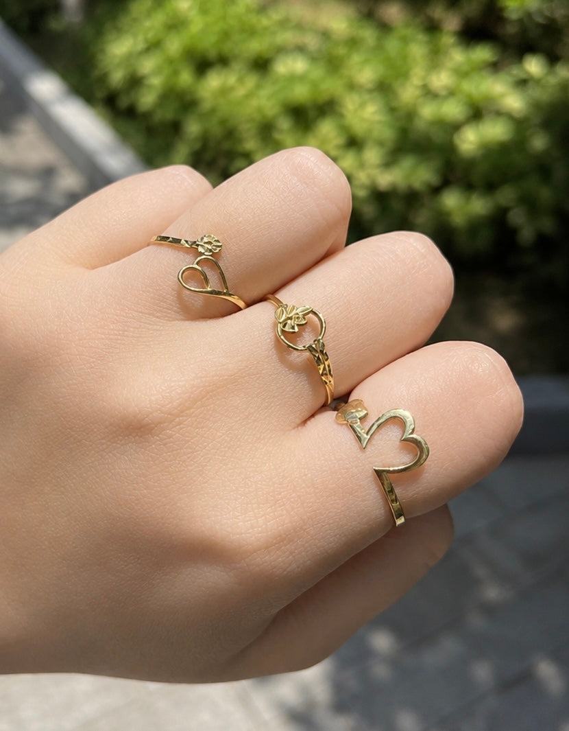 18K Gold Diamond-Cut Open Ring (GJEW18)