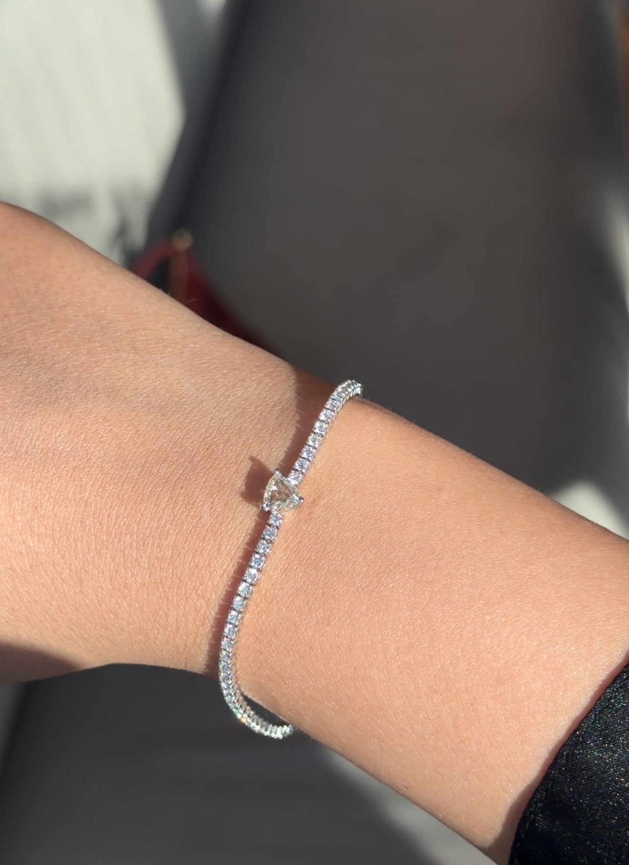 Tennis Bracelet with Triangle Centerstone (ARJS3988)
